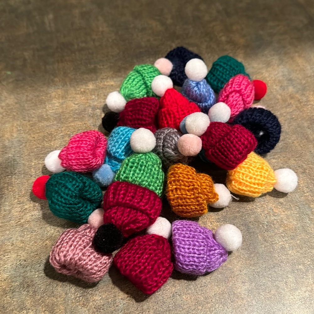 Mini knitted beanie caps